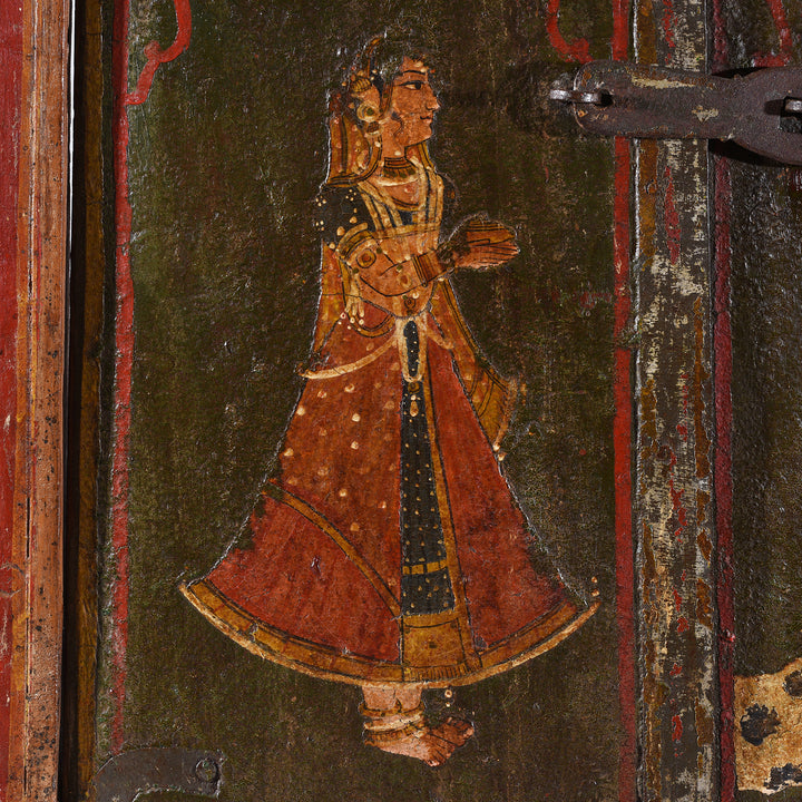 Radha Detail From Antique indian Painted Window Shutter | Indigo Antiques