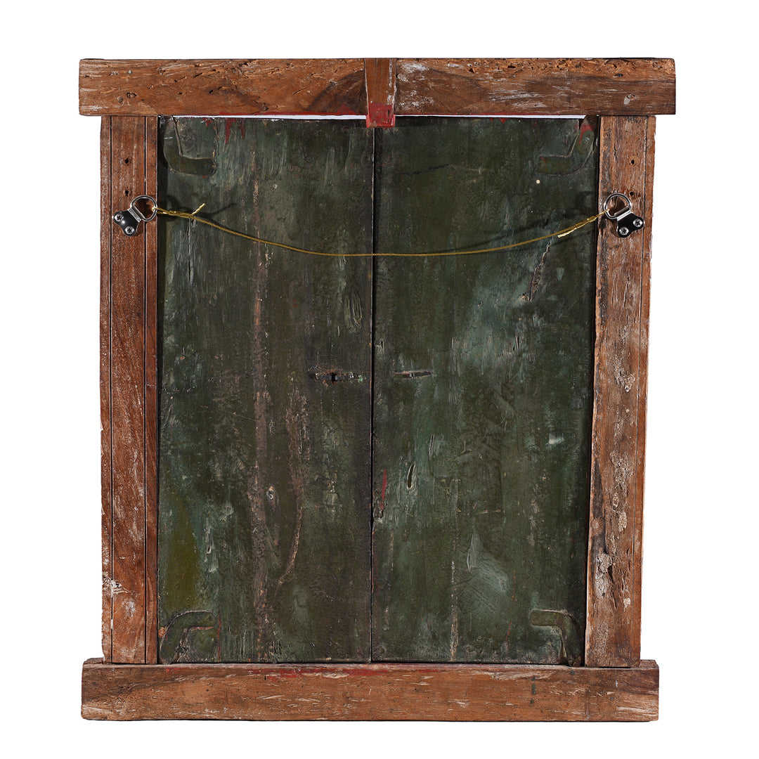 Back Of Antique indian Painted Window Shutter | Indigo Antiques