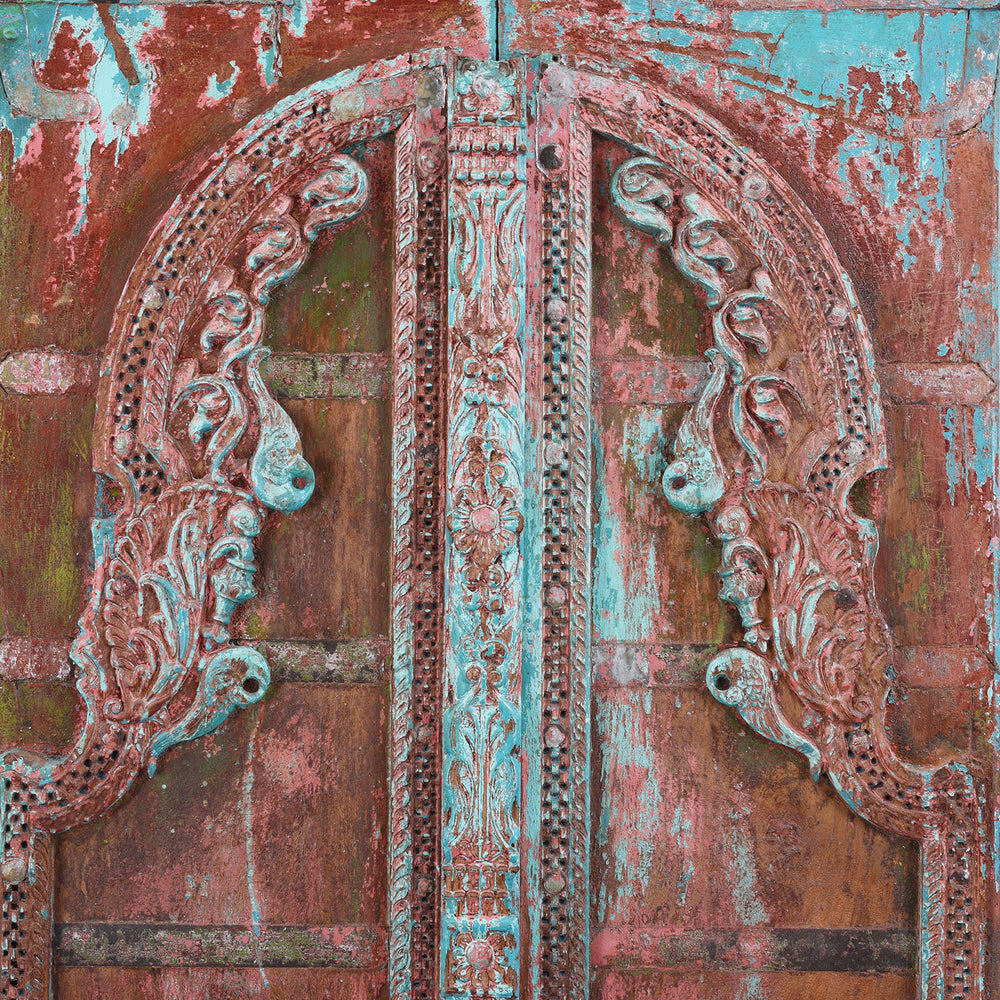 Arch Detail From Antique Indian Painted Bikaner Roheda Door 