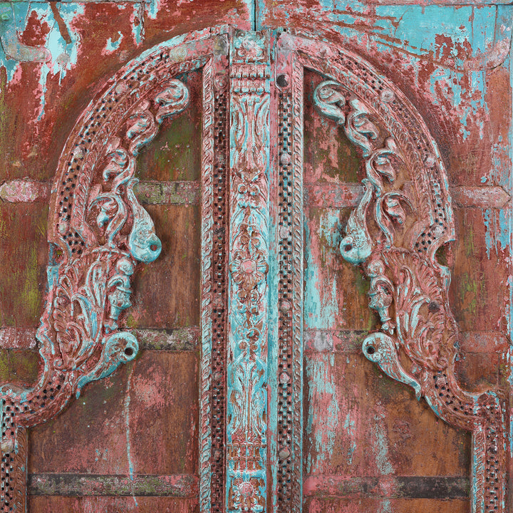 Arch Detail From Antique Indian Painted Bikaner Roheda Door 