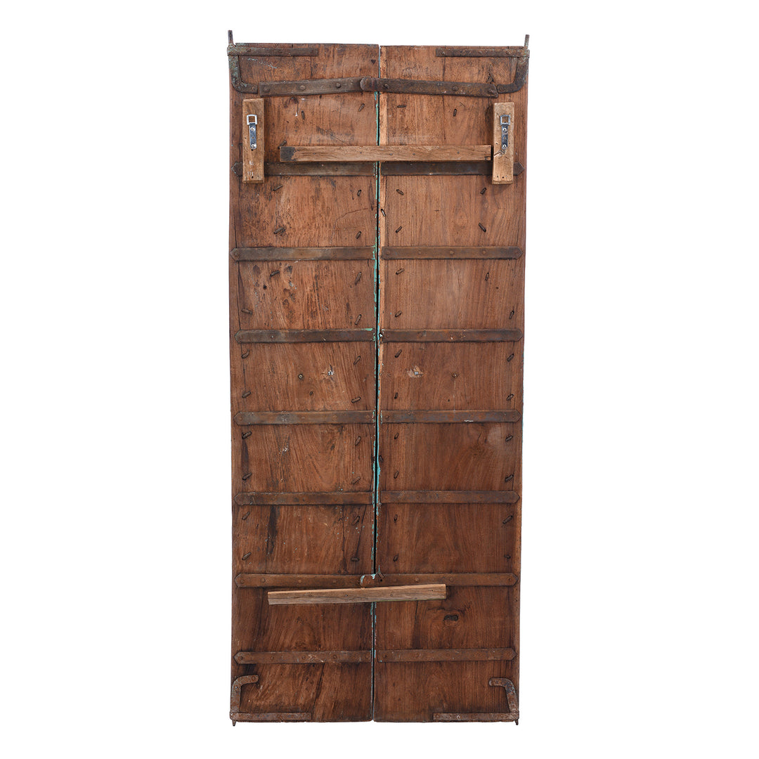 Back Of Antique Indian Painted Bikaner Roheda Door 