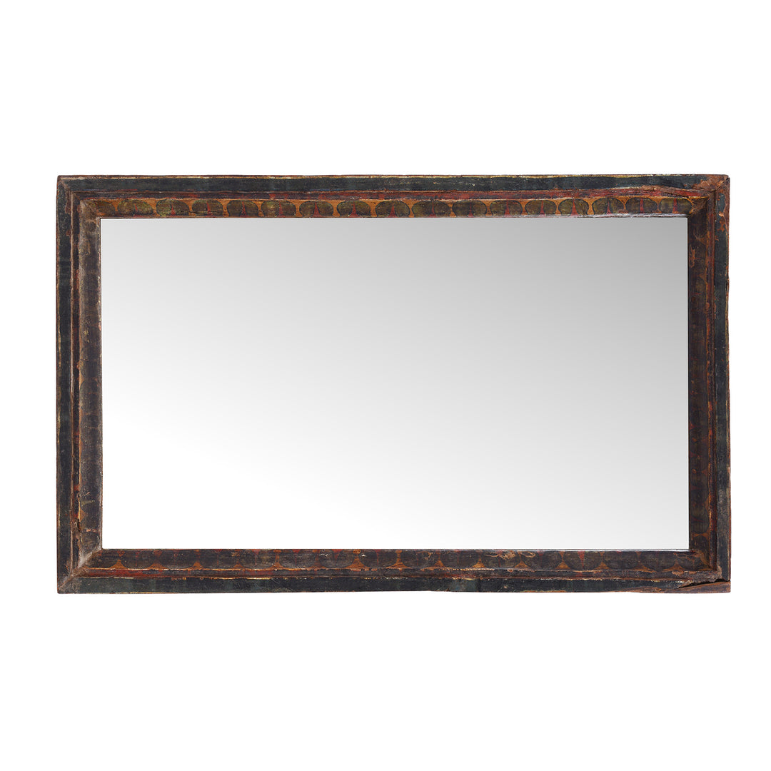 Landscape View Of Antique Indian Painted Rajasthani Mirror | Indigo Antiques