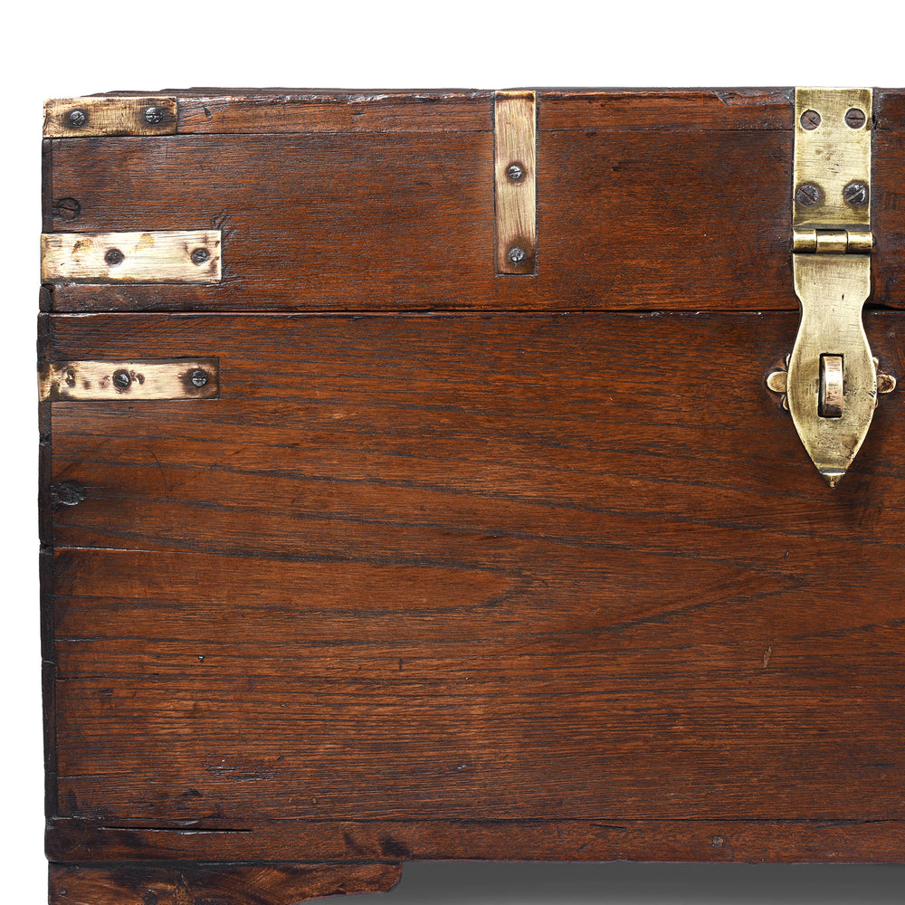 Corner Detail From Antique Indian Brass Bound Military Chest | Indigo Antiques