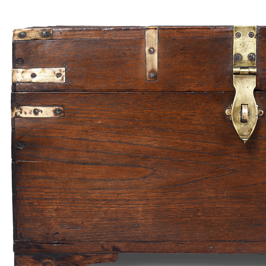 Corner Detail From Antique Indian Brass Bound Military Chest | Indigo Antiques