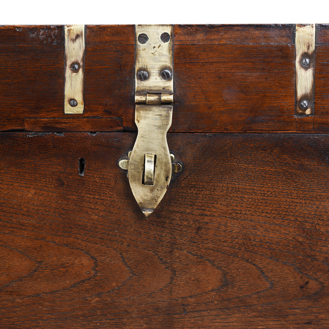 Latch Detail From Antique Indian Brass Bound Military Chest | Indigo Antiques