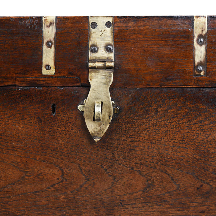 Latch Detail From Antique Indian Brass Bound Military Chest | Indigo Antiques