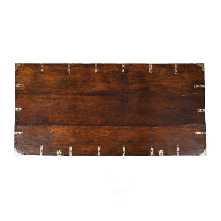 Top Down View Of Antique Indian Brass Bound Military Chest | Indigo Antiques