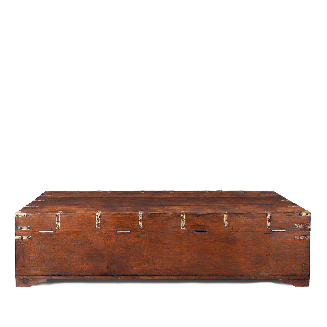 Back Of Antique Indian Brass Bound Military Chest | Indigo Antiques