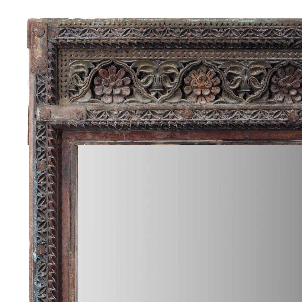 Corner Detail From Antique Indian Door Mirror From Nagaur | Indigo Antiques
