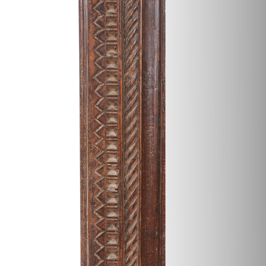 Frame Detail From Indian Mirror Made From Reclaimed Wood | Indigo Antiques