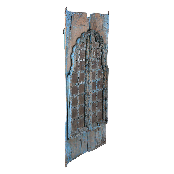 Angled View Of Antique Indian Carved Teak Window Shutters | Indigo Antiques