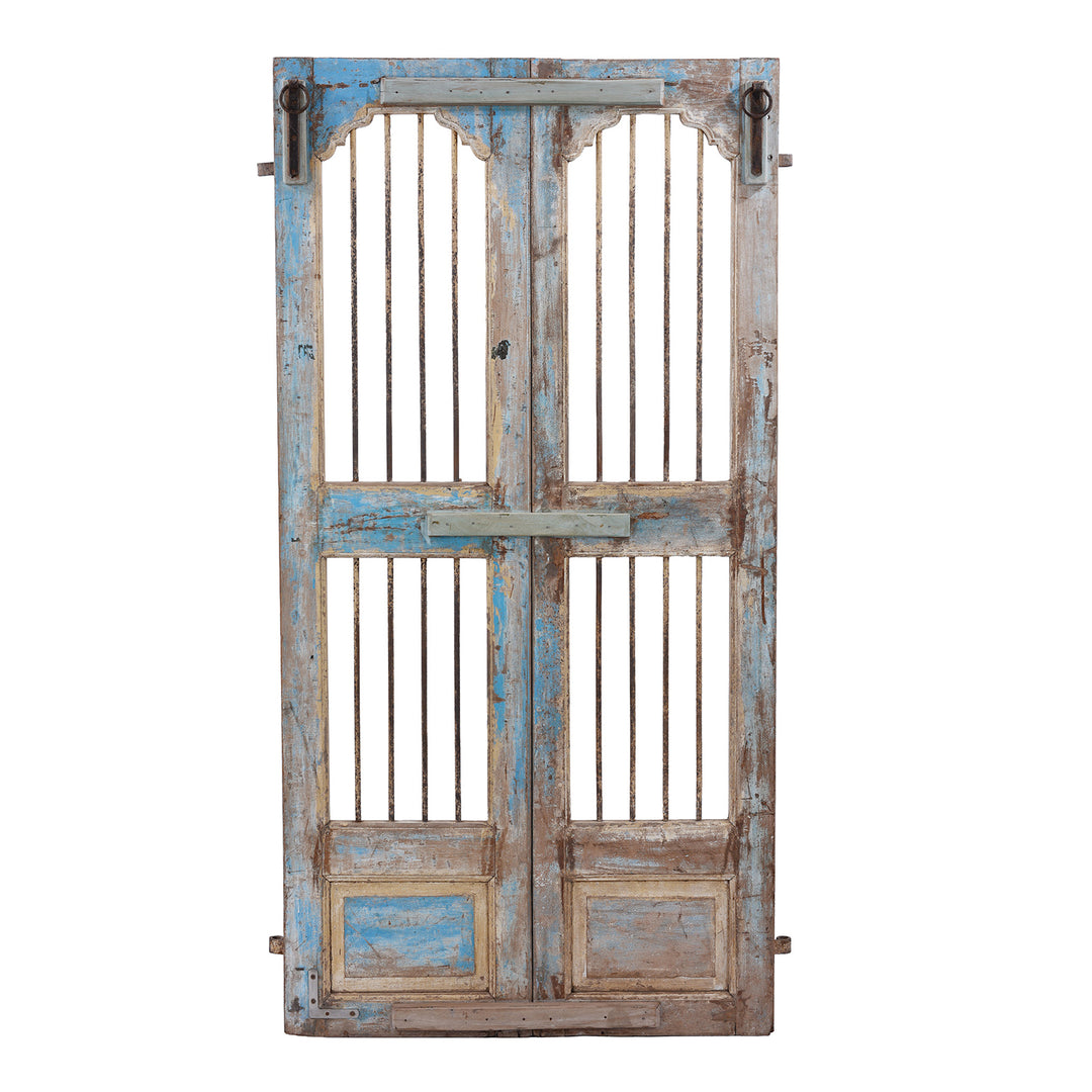 Back Of Antique Indian Painted Jali Door 
