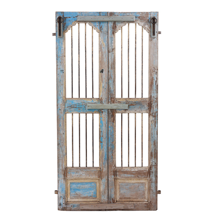 Back Of Antique Indian Painted Jali Door 