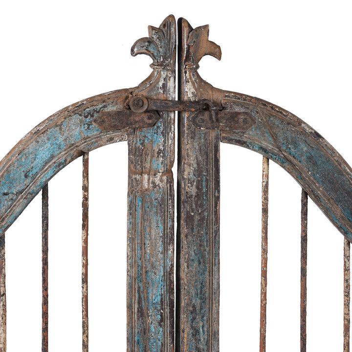 Central Detail From Antique Indian Blue Painted Dog Gate | INDIGO ANTIQUES