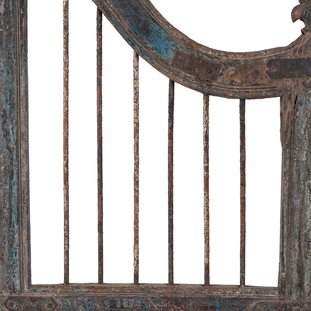 Bars Detail From Antique Indian Blue Painted Dog Gate | INDIGO ANTIQUES
