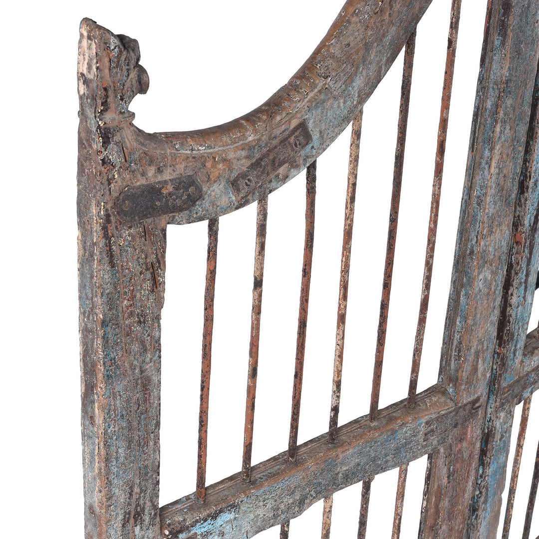 Deptjh Detail From Antique Indian Blue Painted Dog Gate | INDIGO ANTIQUES