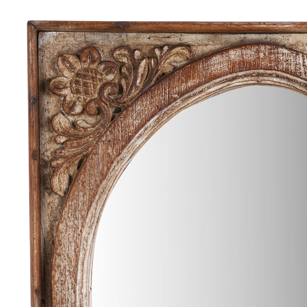 Carving Detail From Indian Reclaimed Carved Teak Mirror | Indigo Antiques