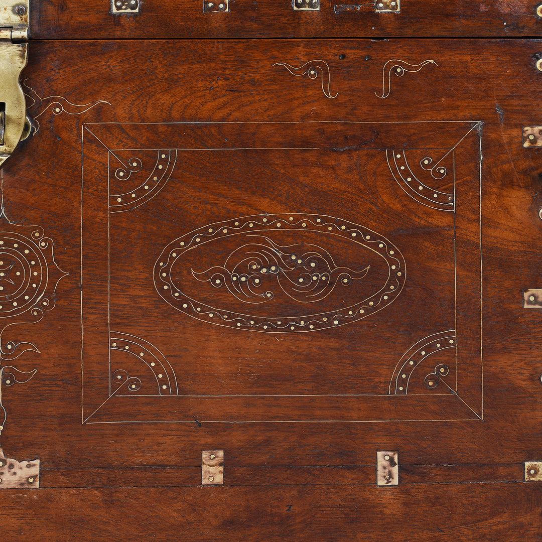 Inlay Detail From Antique Indian Brass Bound Burmese Dowry Chest