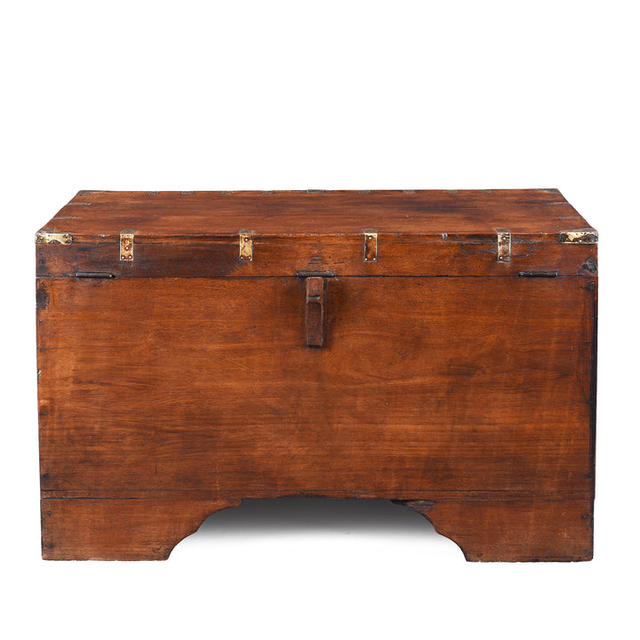 Back Of Antique Indian Brass Bound Burmese Dowry Chest
