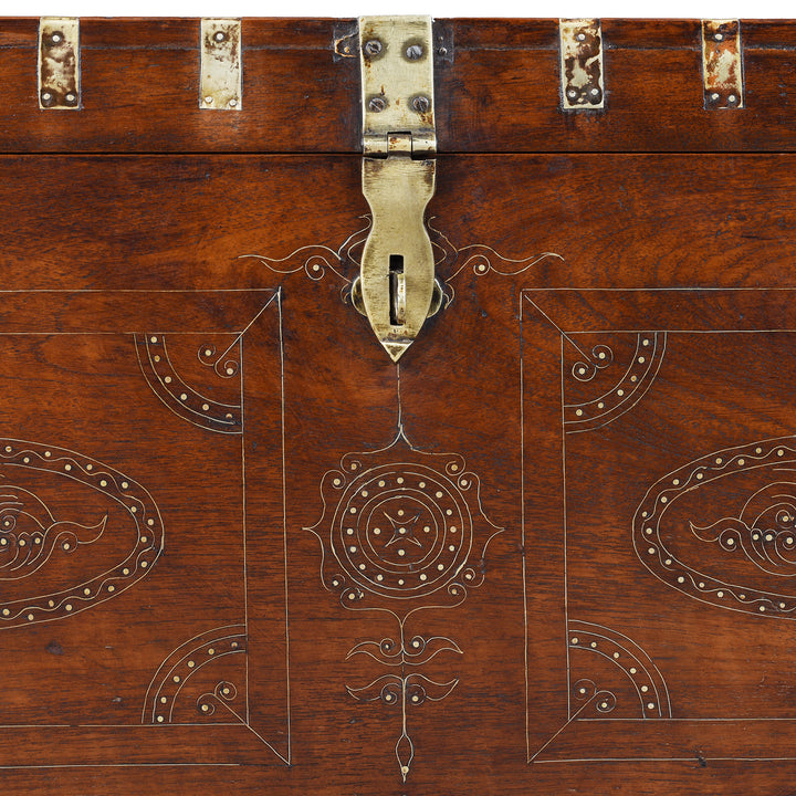 Latch Detail From Antique Indian Brass Bound Burmese Dowry Chest