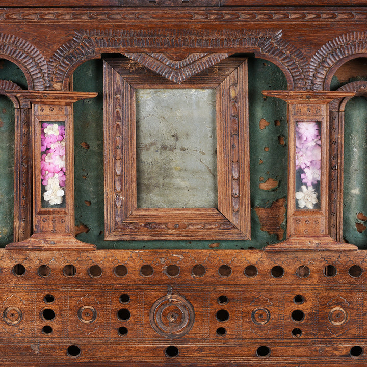 Mirror Detail From Antique Indian Brass Bound Burmese Dowry Chest