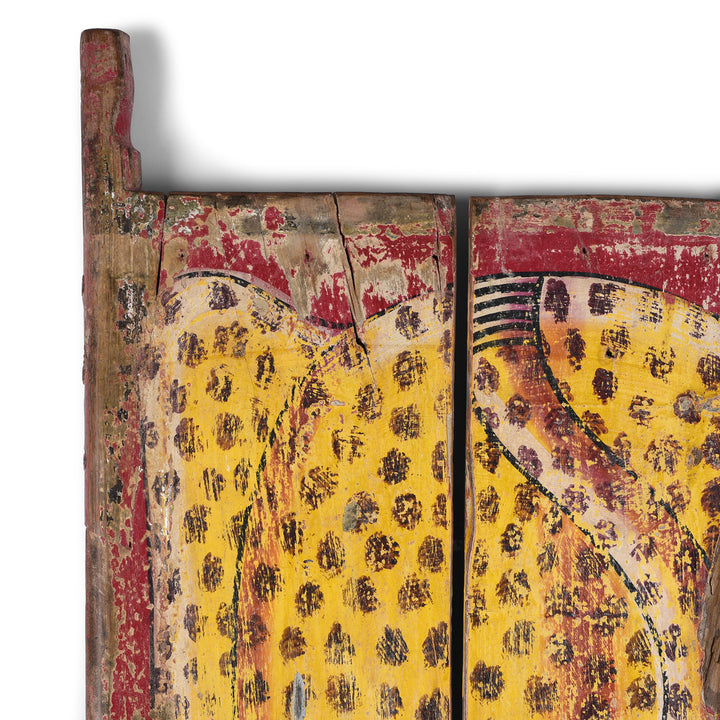 Door Detail From Vintage Painted Leopard Panel From Madhya Pradesh | INDIGO ANTIQUES
