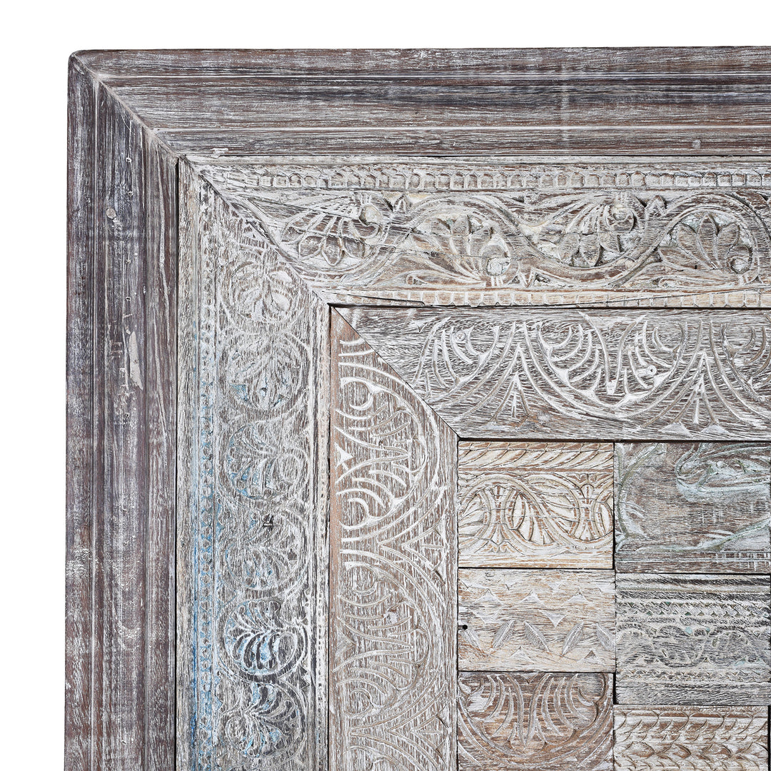 Corner Detail From Medium Decorative Panel Made From Old Indian Architectural Carvings | Indigo Antiques