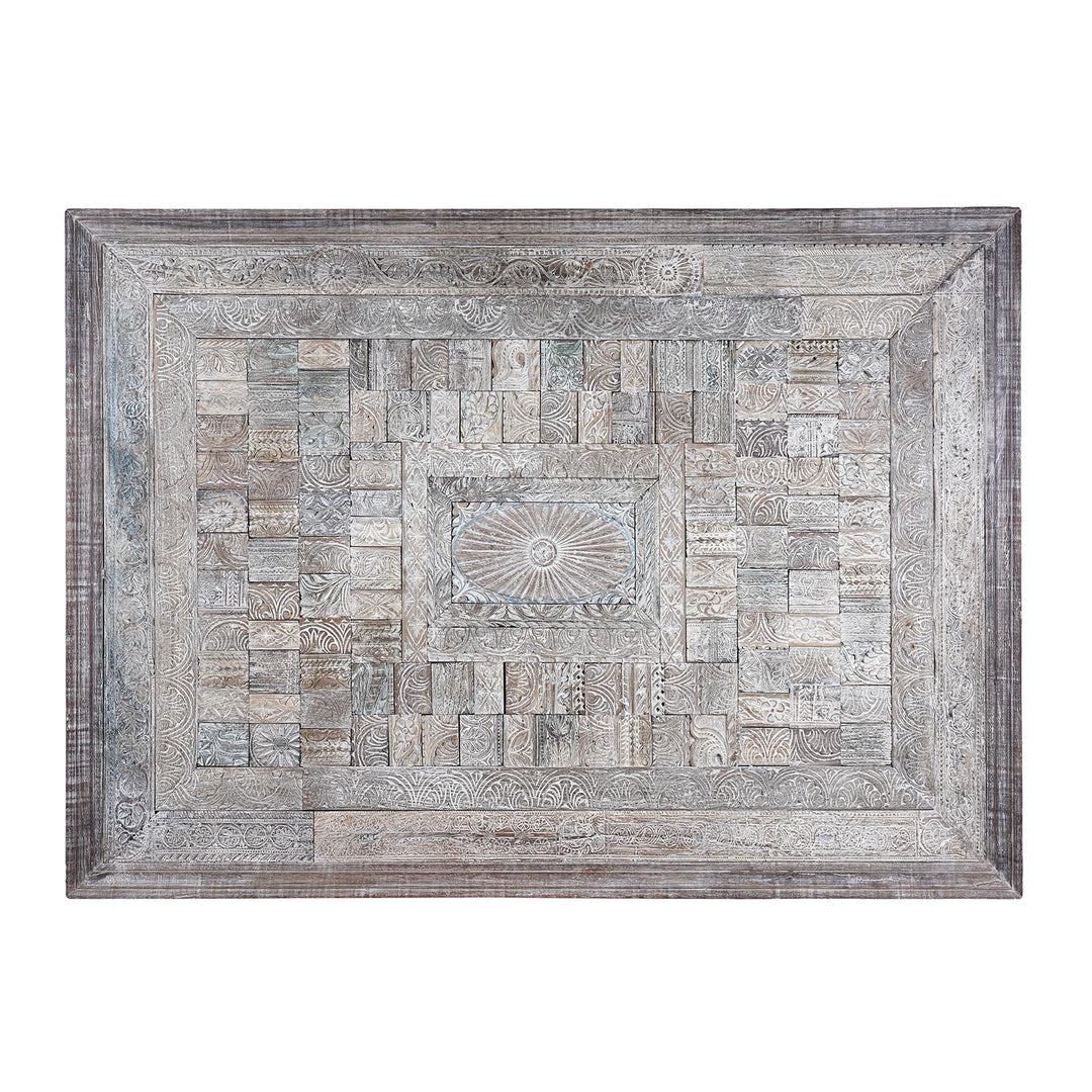 Landscape View Of Medium Decorative Panel Made From Old Indian Architectural Carvings | Indigo Antiques