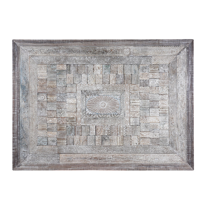 Landscape View Of Medium Decorative Panel Made From Old Indian Architectural Carvings | Indigo Antiques
