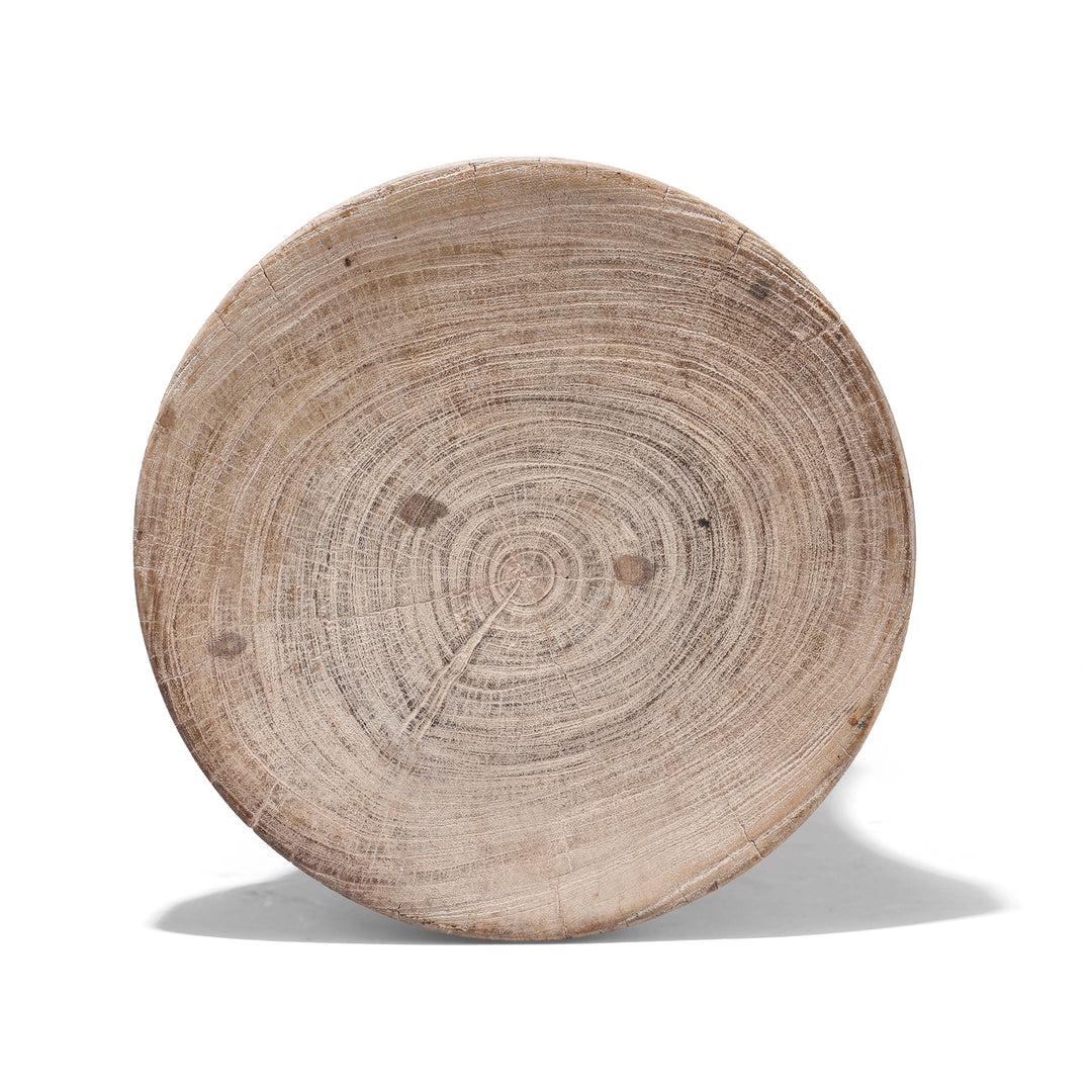 Top Down View Of Old Neem Wood Stool From Himachal Pradesh | Indigo Antiques
