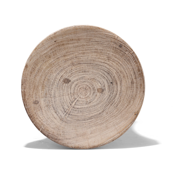 Top Down View Of Old Neem Wood Stool From Himachal Pradesh | Indigo Antiques