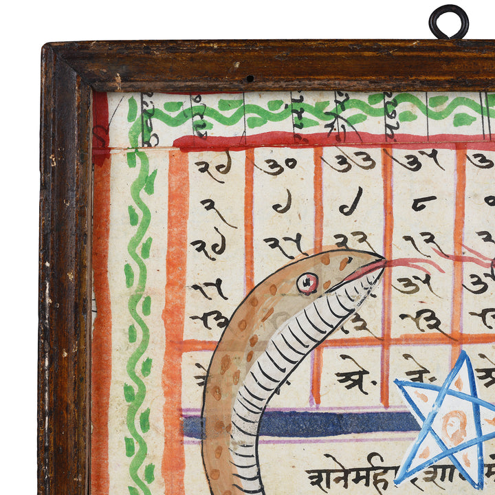 Frame Detail From Indian Painted Horoscope From Rajasthan | Indigo Antiques