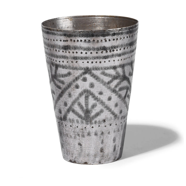 Lassi Cup - Nickel Plated Engraved Brass - Early 20th Century