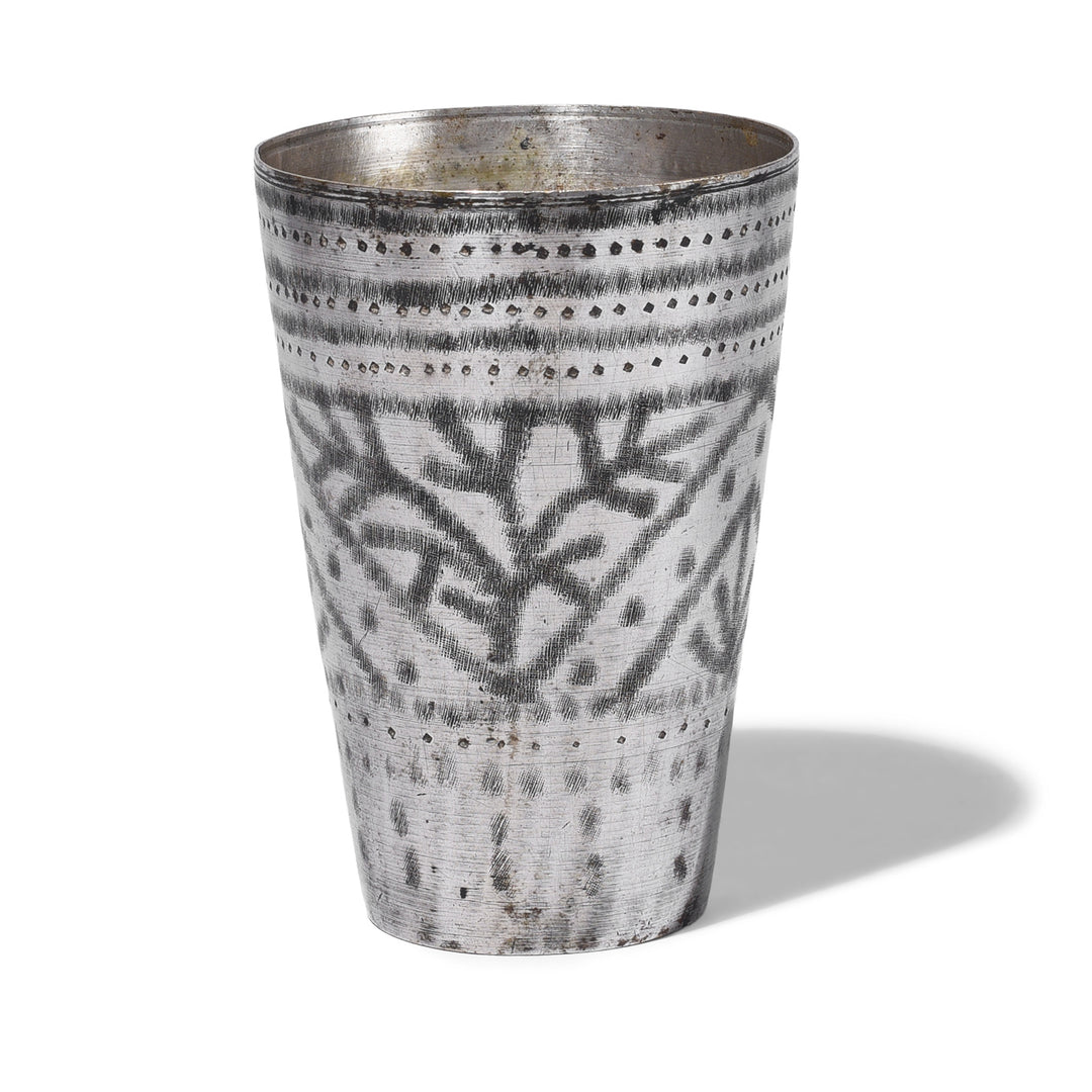 Lassi Cup - Nickel Plated Engraved Brass - Early 20th Century