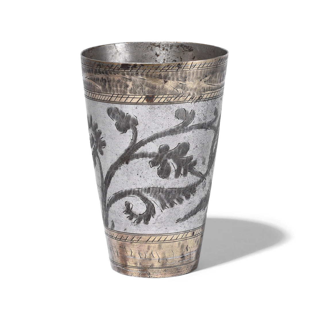 Golden Floral Vintage Indian Lassi Cup | Indigo Antiques