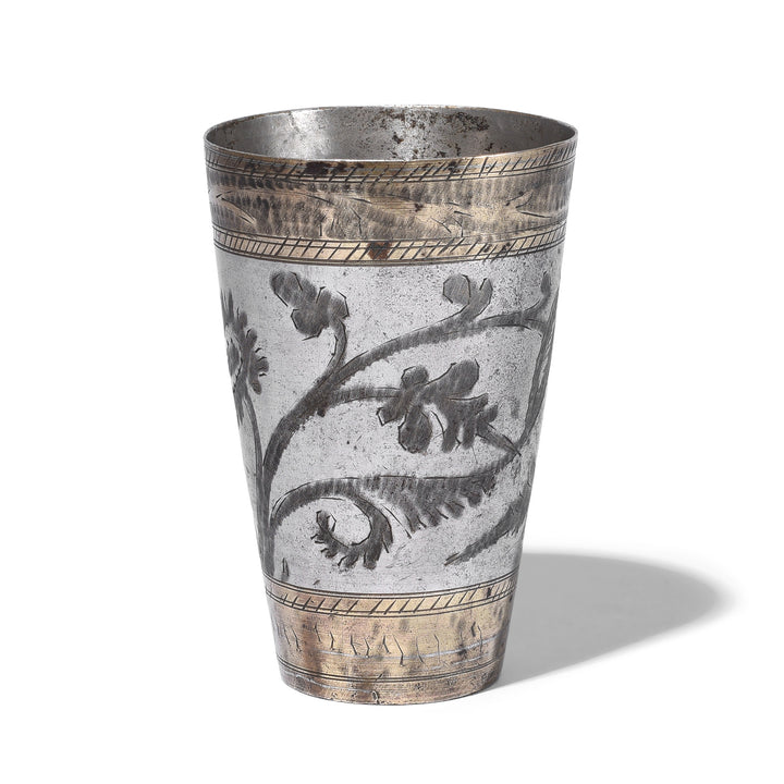 Golden Floral Vintage Indian Lassi Cup | Indigo Antiques