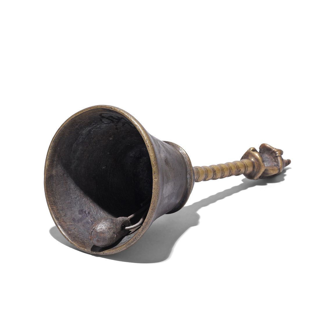 Interior Of Antique Indian Brass Puja Bell With Devotional Figure Finial Nineteenth Century | Indigo Antiques