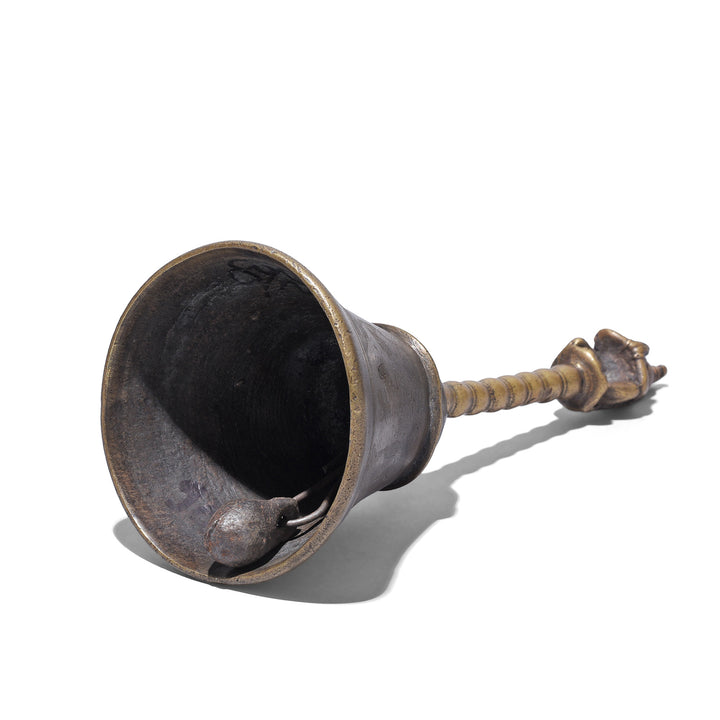 Interior Of Antique Indian Brass Puja Bell With Devotional Figure Finial Nineteenth Century | Indigo Antiques