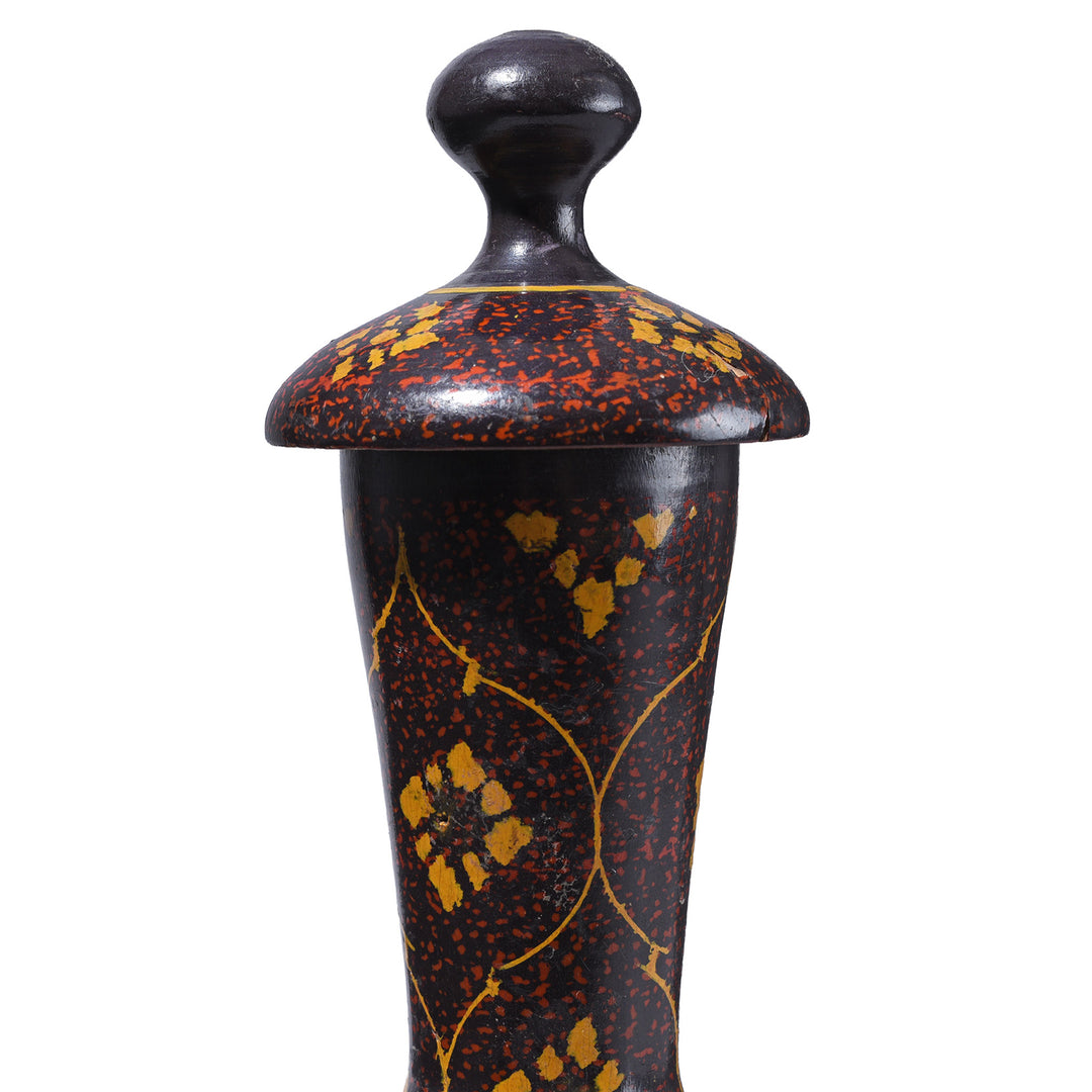 Detail From Top Of Old Scratchwork Lacquer Pot From Rajasthan