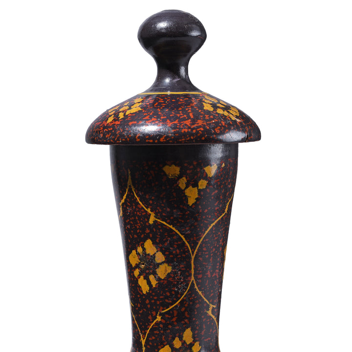 Detail From Top Of Old Scratchwork Lacquer Pot From Rajasthan