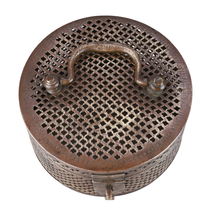 Top Down View Of Antique Indian Brass Pandan Box