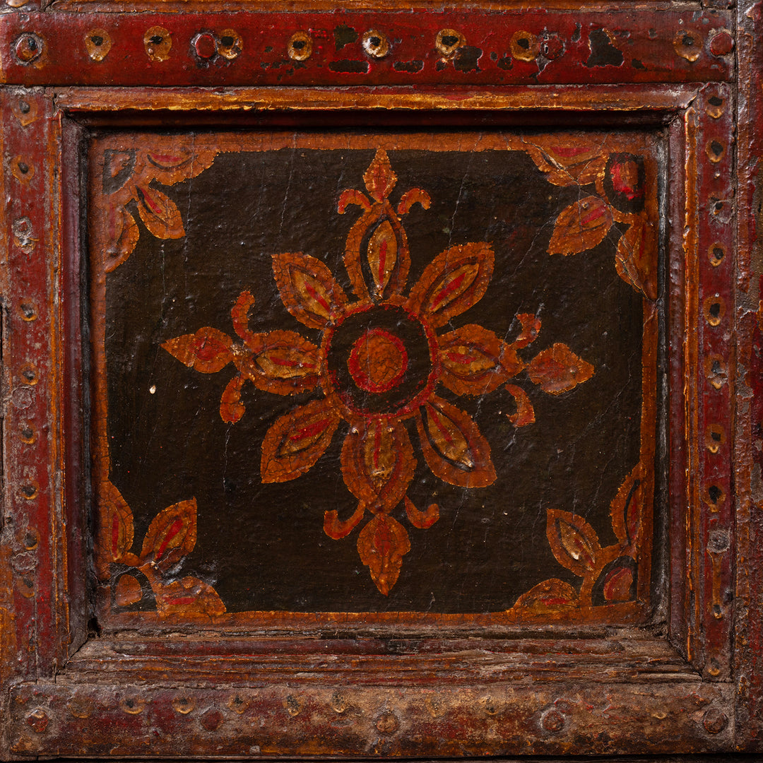 Detail From Antique Indian Bikaner Painted Window Shutters | Indigo Antiques