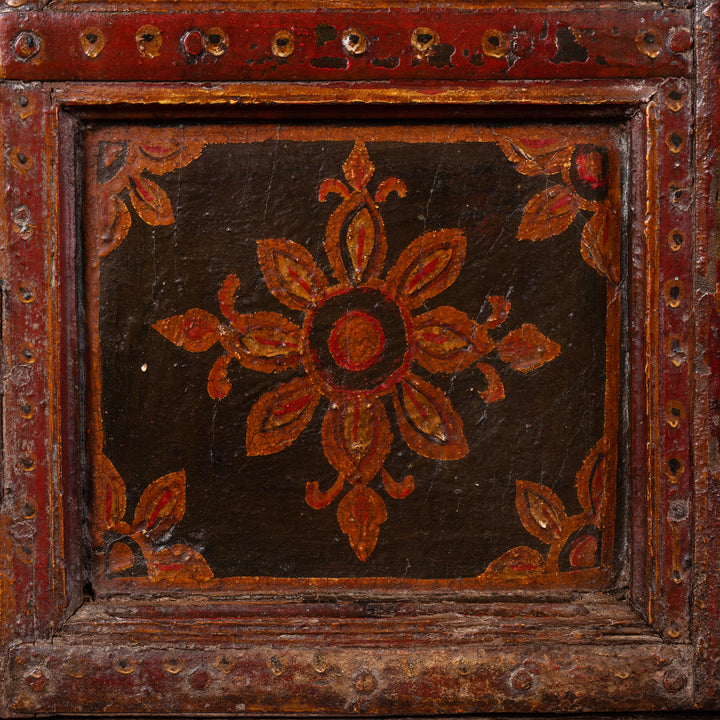 Detail From Antique Indian Bikaner Painted Window Shutters | Indigo Antiques
