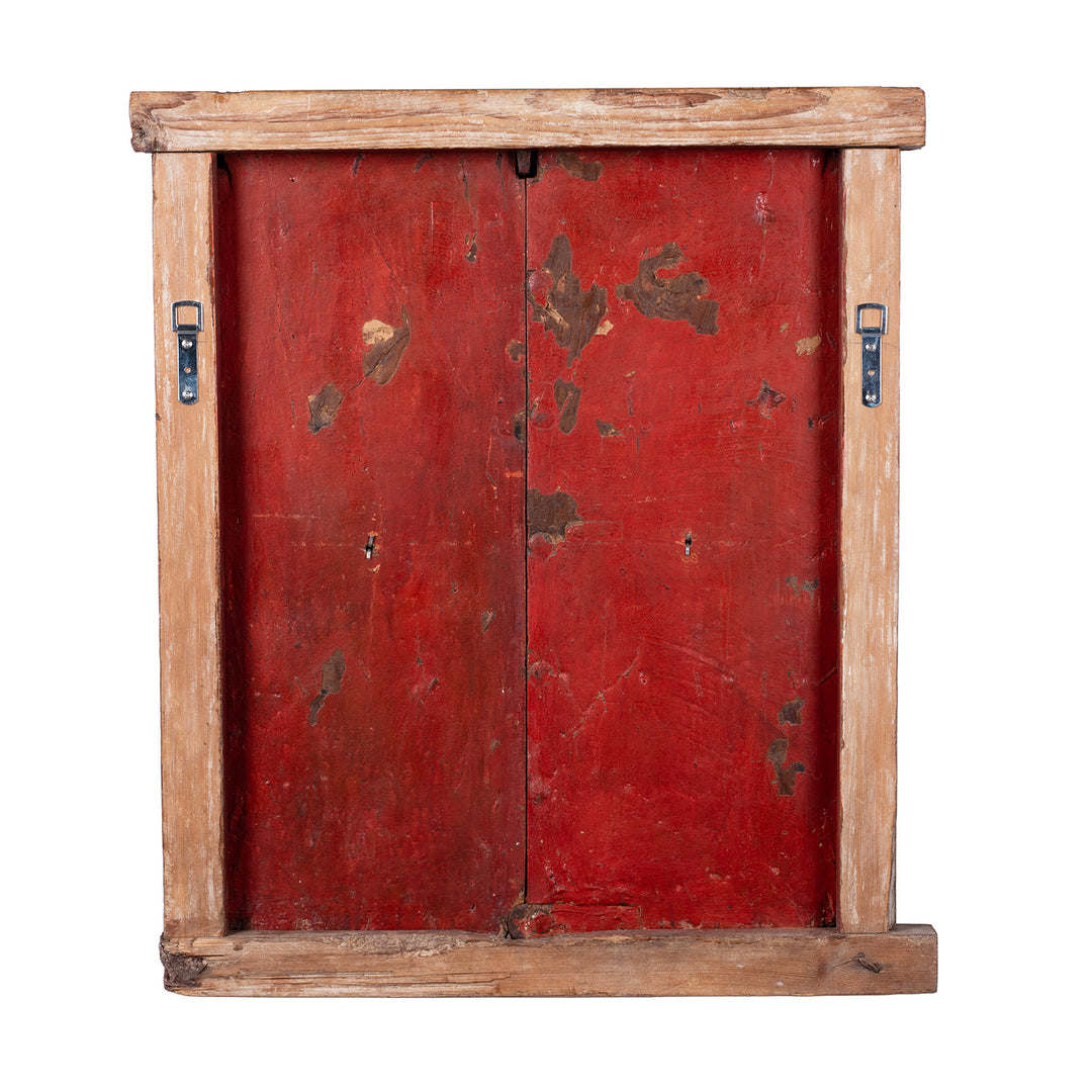 Back Of Antique Indian Bikaner Painted Window Shutters | Indigo Antiques