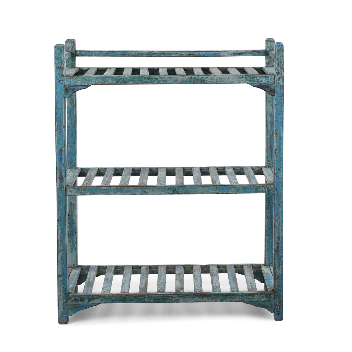 Angled View Of Vintage Painted Indian Teak Shelf - Ca 1940 | Indigo Antiques