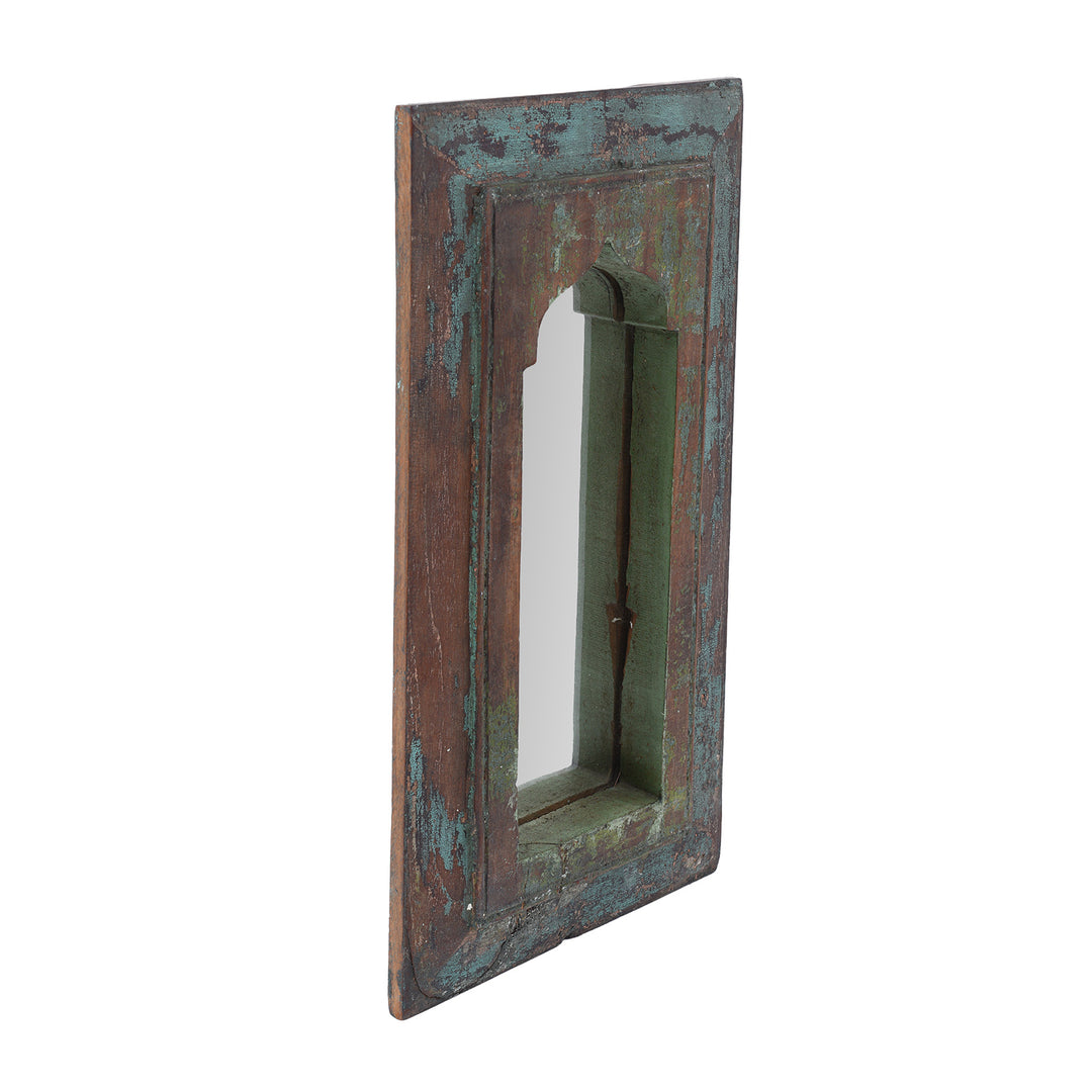 Angled VIew Of Mihrab Mirror Frame Made From Old Teak | Indigo Antiques