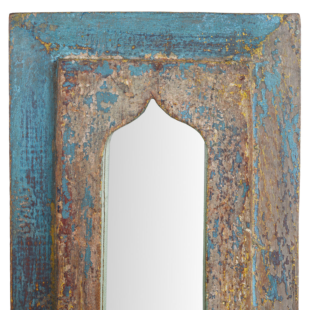 Detail From Painted Mihrab Mirror Made From Old Teak Panel | Indigo Antiques
