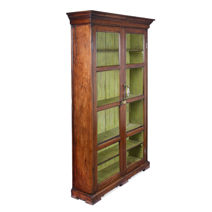 Angled VIew Of Antique Anglo Indian Glazed Book Cabinet | Indigo Antiques