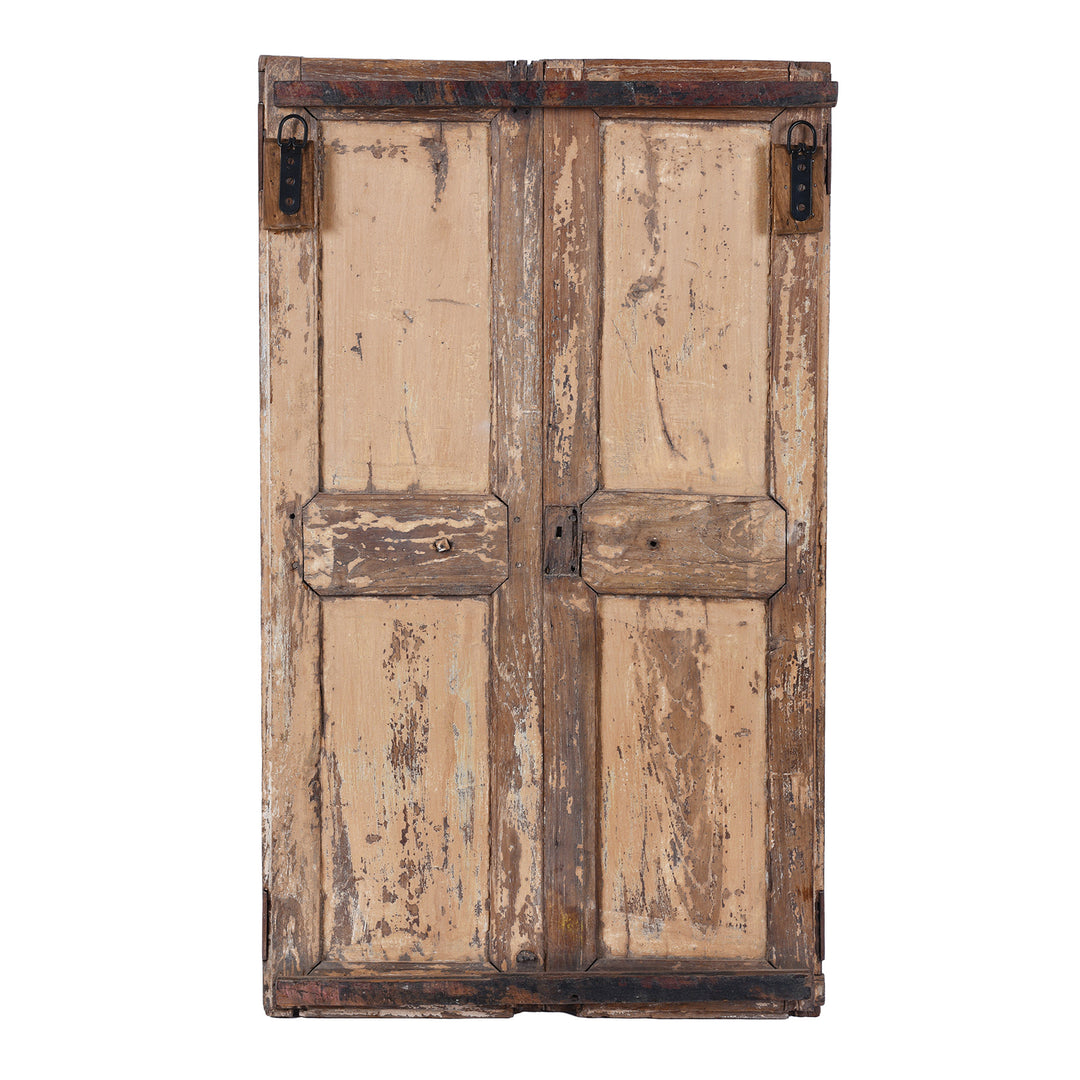 Back Of Antique Indian Painted Teak Cabinet Front