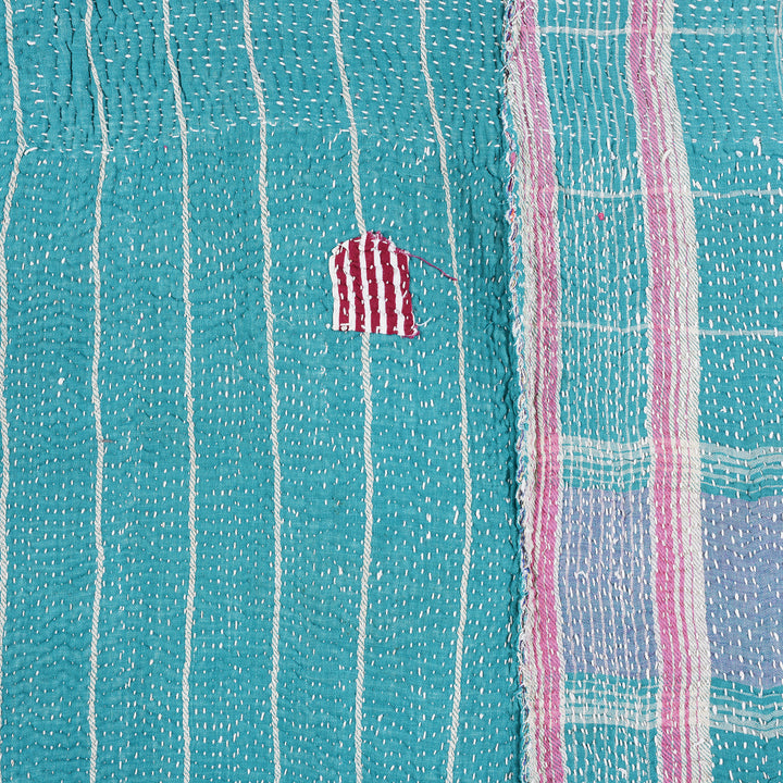 Detail From Vintage Bengali Kantha Throw | Indigo Antiques